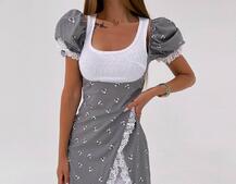 Сукня з квітковим принтом декорована мереживом  Сукня з квітковим принтом декорована мереживом  | PUSHKA SHOP