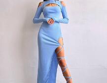 Трикотажна сукня з зав’язкою на ніжку   | PUSHKA SHOP