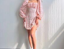 Сукня міні в квітковий принт + прозорий корсет  | PUSHKA SHOP