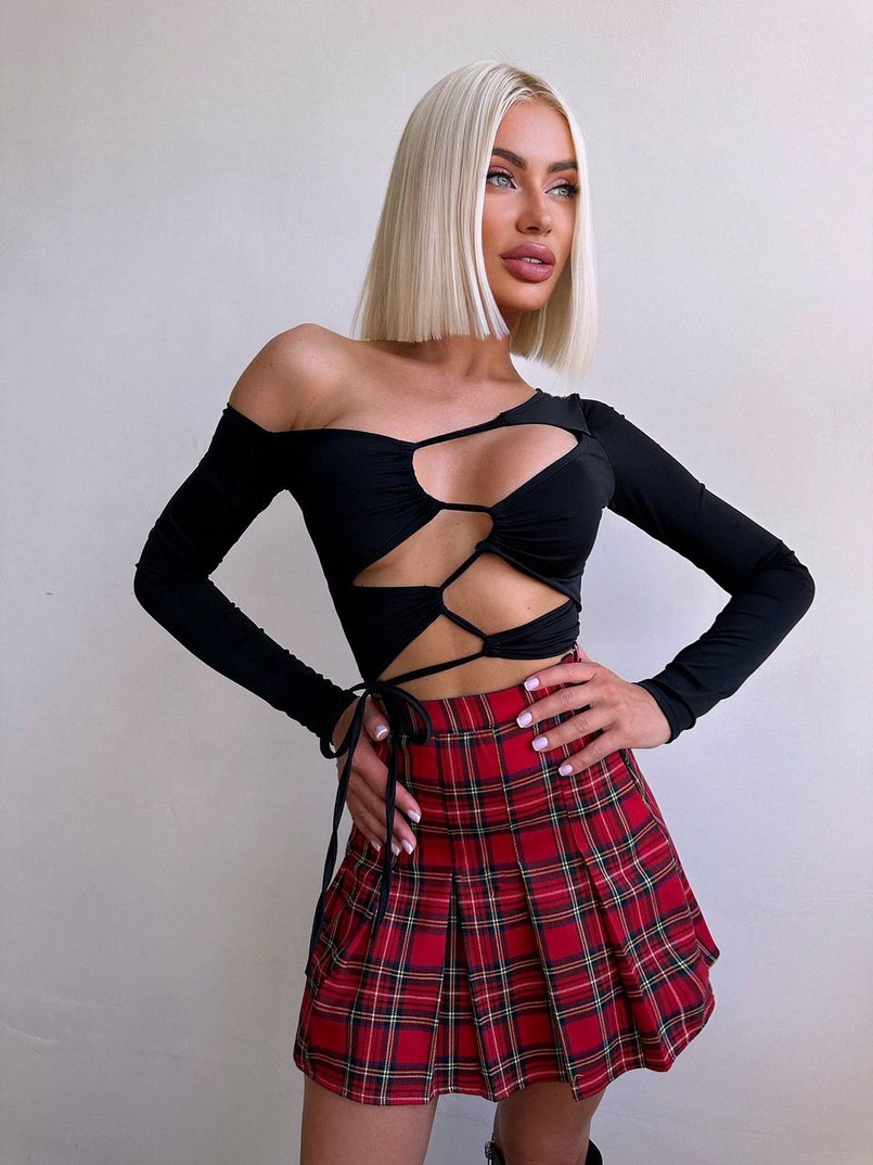 Комплект: топ + спідниця в клітинку   Комплект: топ + спідниця в клітинку   | PUSHKA SHOP