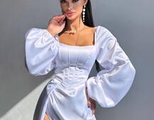 Атласний комплект: корсет + спідниця максі з драпіруванням Атласний комплект: корсет + спідниця максі з драпіруванням | PUSHKA SHOP