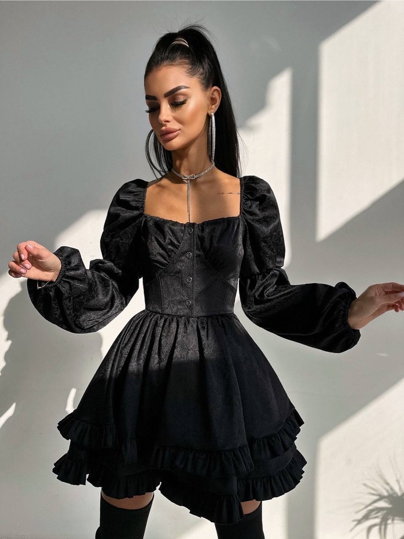 Корсетна сукня  з пишною подвійною спідницею та рюшами  Корсетна сукня  з пишною подвійною спідницею та рюшами  | PUSHKA SHOP