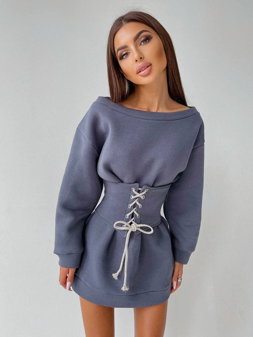 Худи на флисе + корсет на шнуровке  Худи на флисе + корсет на шнуровке  | PUSHKA SHOP