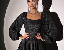 Сяюча корсетна сукня з пишною подвійною спідницею та об‘ємними рукавами | PUSHKA SHOP