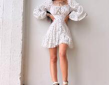 Сукня в горошок на ґудзиках з воланами  Сукня в горошок на ґудзиках з воланами  | PUSHKA SHOP