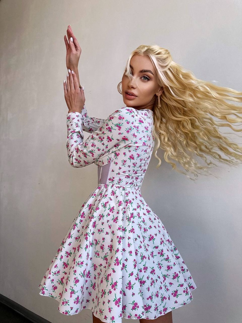 Корсетна сукня з пишною спідницею в квітковий Принт  | PUSHKA SHOP