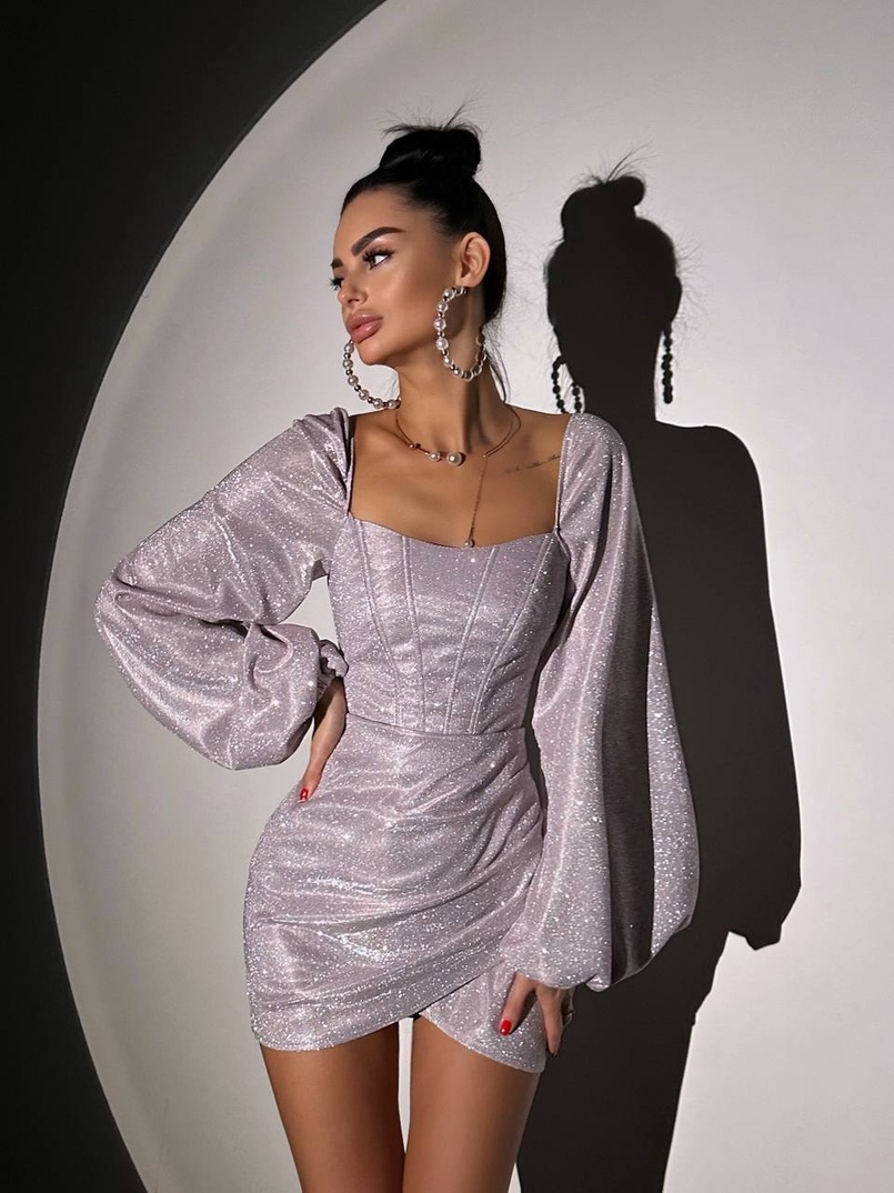 Сяючий комплект: корсет + спідниця міні з драпіруванням  | PUSHKA SHOP