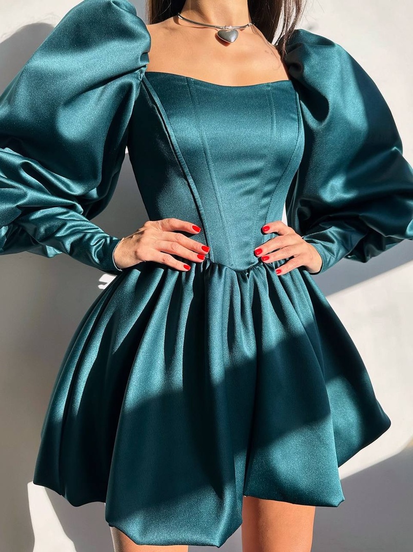 Сукня з обʼємними рукавами та спідницею балоном  Сукня з обʼємними рукавами та спідницею балоном  | PUSHKA SHOP