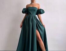 Сукня максі  з розрізом на спідниці та об’ємними рукавами  Сукня максі  з розрізом на спідниці та об’ємними рукавами  | PUSHKA SHOP