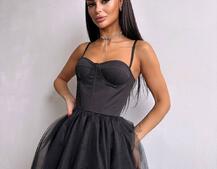 Сукня міді із чашечками з пишною спідницею Сукня міді із чашечками з пишною спідницею | PUSHKA SHOP