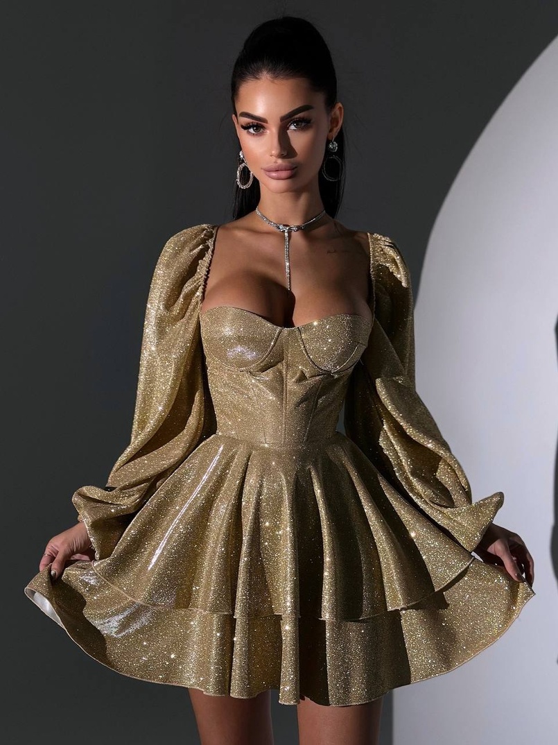 Сяюча корсетна сукня бюстьє з подвійною спідницею  | PUSHKA SHOP