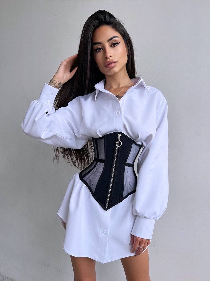Приталена сорочка + корсет з блискавкою  Приталена сорочка + корсет з блискавкою  | PUSHKA SHOP