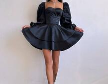 Атласна корсетна сукня бюстьє з пишною подвійною спідницею та об‘ємними рукавами Атласна корсетна сукня бюстьє з пишною подвійною спідницею та об‘ємними рукавами | PUSHKA SHOP