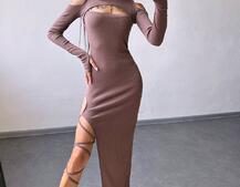 Трикотажна сукня з зав’язкою на ніжку   | PUSHKA SHOP