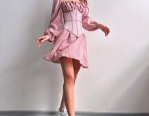 Сукня міні в квітковий принт + прозорий корсет  Сукня міні в квітковий принт + прозорий корсет  | PUSHKA SHOP