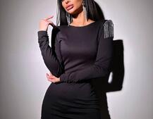 Сукня міні, декорована бахромою зі страз     Ручна робота  Сукня міні, декорована бахромою зі страз     Ручна робота  | PUSHKA SHOP