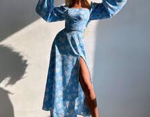 Улюблена сукня-міді зі шнурівкою на спинці та розрізом на ніжці Улюблена сукня-міді зі шнурівкою на спинці та розрізом на ніжці | PUSHKA SHOP