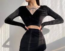 Оксамитовий комплект, декорований бахромою зі страз Оксамитовий комплект, декорований бахромою зі страз | PUSHKA SHOP