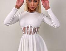 Трикотажна корсетна сукня з мереживом та пишною спідницею  Трикотажна корсетна сукня з мереживом та пишною спідницею  | PUSHKA SHOP