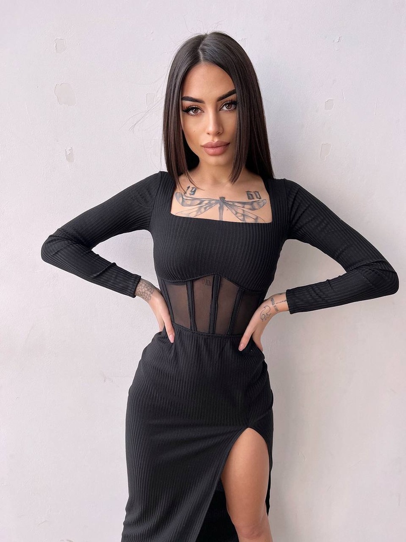 Сукня-міді  з елементами корсету   Сукня-міді  з елементами корсету   | PUSHKA SHOP