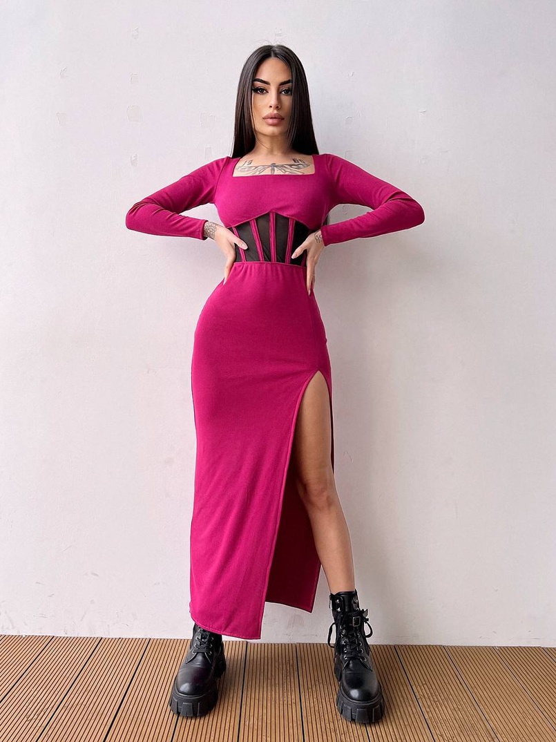 Сукня-міді  з елементами корсету   | PUSHKA SHOP