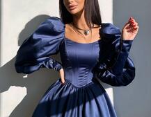 Сукня з обʼємними рукавами та спідницею балоном  Сукня з обʼємними рукавами та спідницею балоном  | PUSHKA SHOP