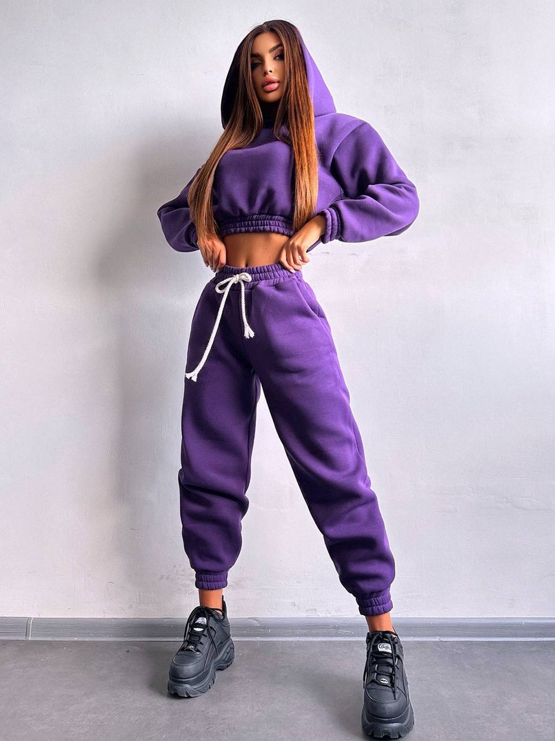 Базовий костюм на флісі з об'ємними капюшоном Базовий костюм на флісі з об'ємними капюшоном | PUSHKA SHOP