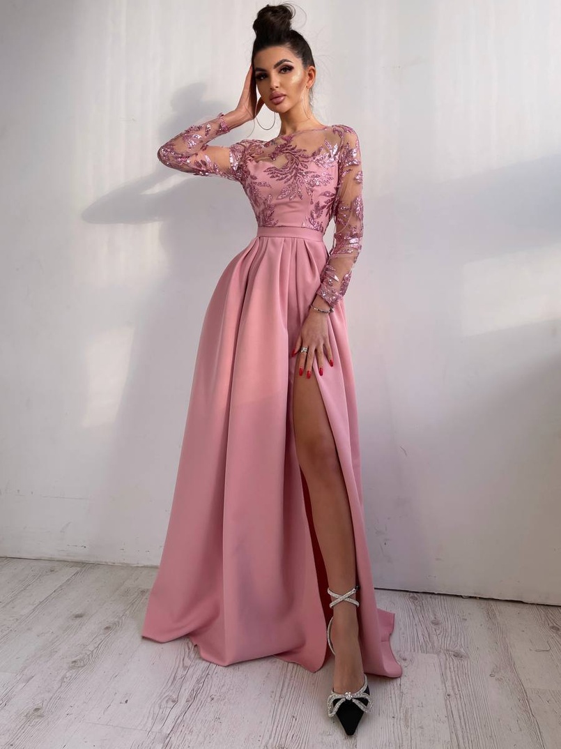 Сукня максі з паєтками та розрізом на спідниці | PUSHKA SHOP