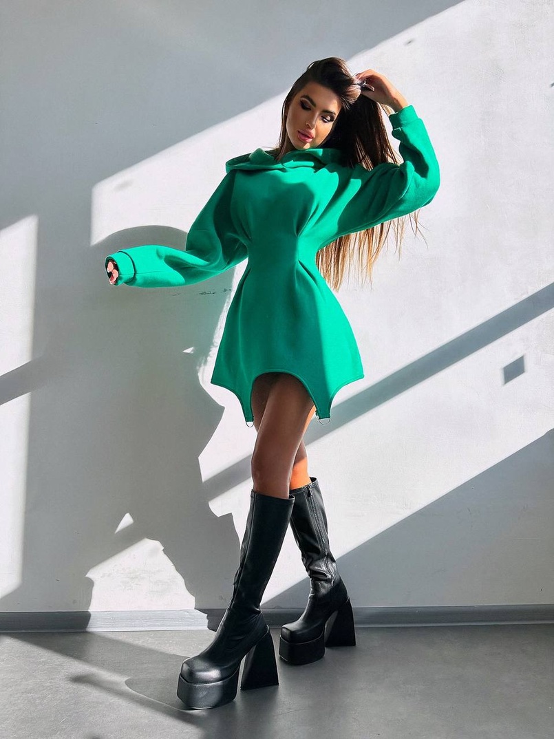 Тепле приталене худі з капюшоном на флісі + корсет на шнурівці Можна носити з корсетом та без | PUSHKA SHOP