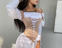 Шелковое платье + атласный корсет на шнуровке | PUSHKA SHOP