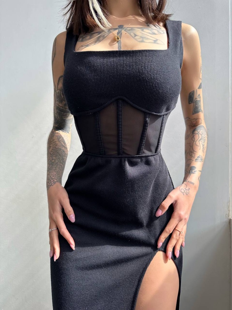 Сукня-міді  з елементами корсету   Сукня-міді  з елементами корсету   | PUSHKA SHOP