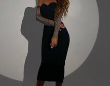 Трикотажна сукня міді  з чашечками  | PUSHKA SHOP