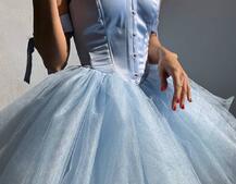 Атласна корсетна сукня міні з гачками та пишною фатиновою спідницею  Атласна корсетна сукня міні з гачками та пишною фатиновою спідницею  | PUSHKA SHOP