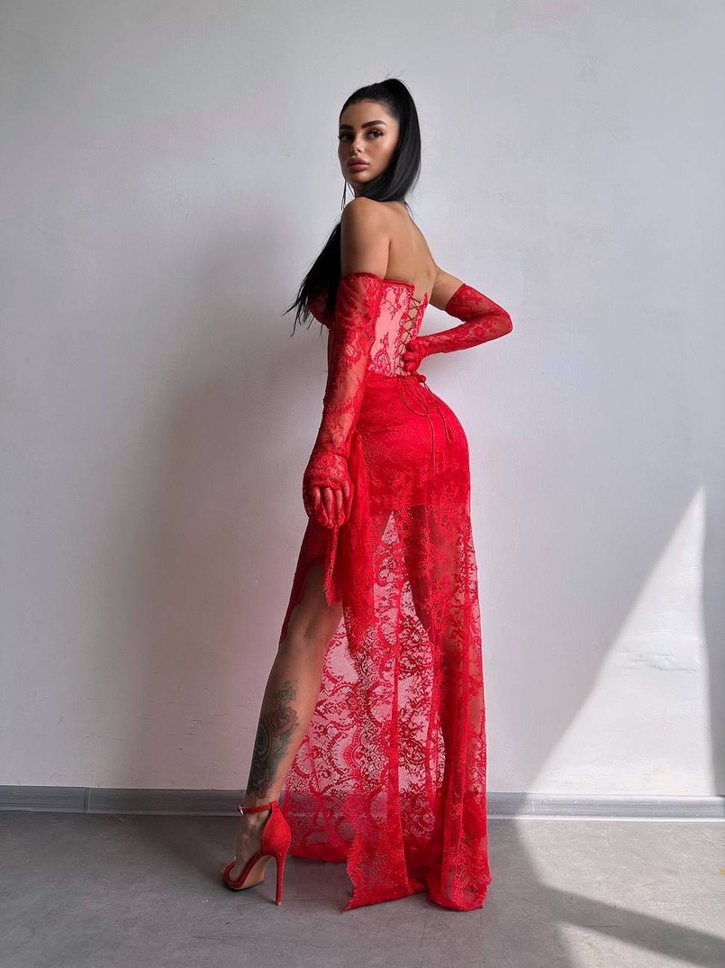 Корсетна сукня максі з рукавичками  | PUSHKA SHOP