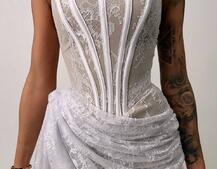 Мереживна сукня міні зі шлейфом   Мереживна сукня міні зі шлейфом   | PUSHKA SHOP