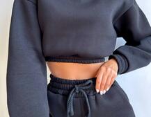 Базовий костюм на флісі з об'ємними капюшоном Базовий костюм на флісі з об'ємними капюшоном | PUSHKA SHOP