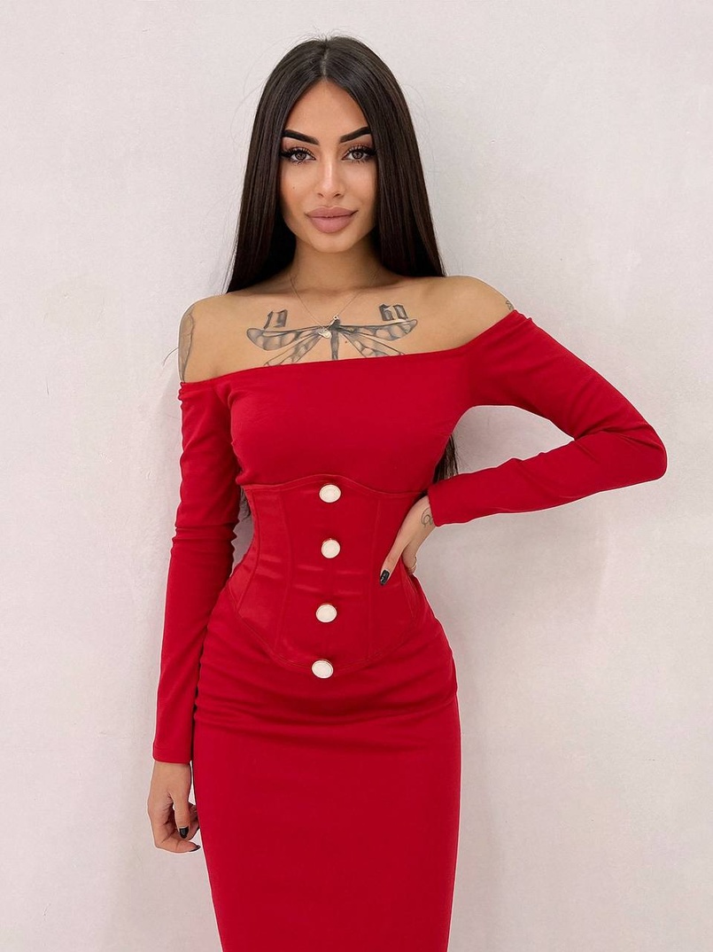 Сукня міді  + атласний корсет Сукня міді  + атласний корсет | PUSHKA SHOP