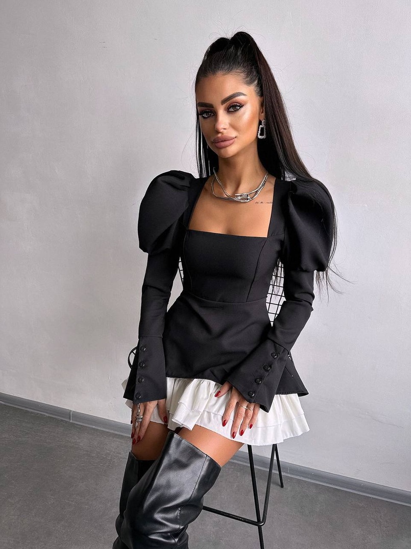 Сукня з об'ємними рукавами + спідниця з воланами Сукня з об'ємними рукавами + спідниця з воланами | PUSHKA SHOP