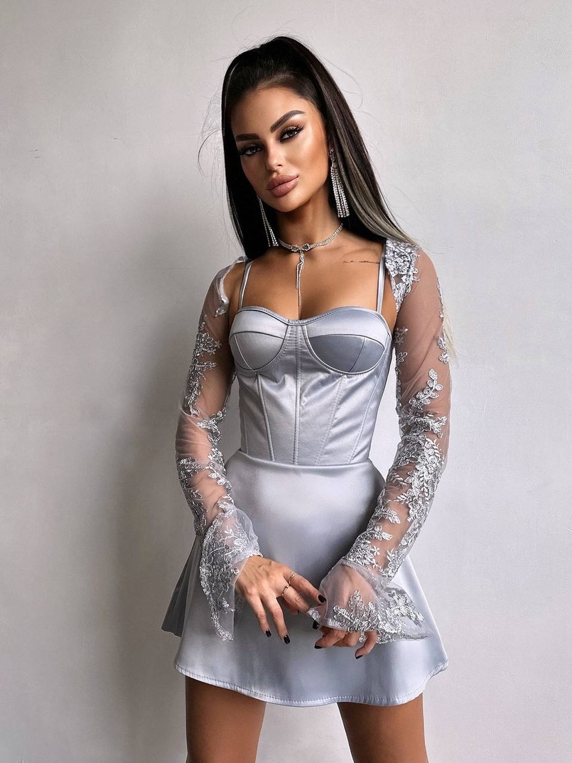 Атласна корсетна сукня-бюстьє + мереживне болеро | PUSHKA SHOP