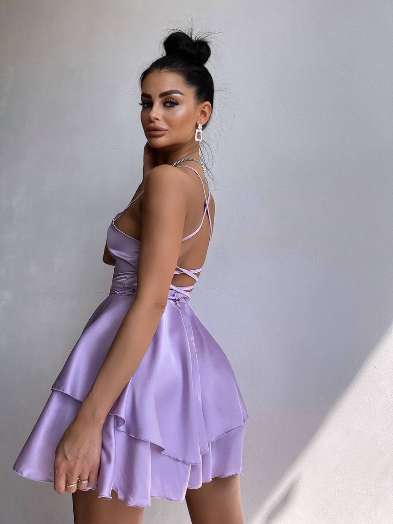 Шовкова сукня  з пишною спідницею та шнурівкою   | PUSHKA SHOP