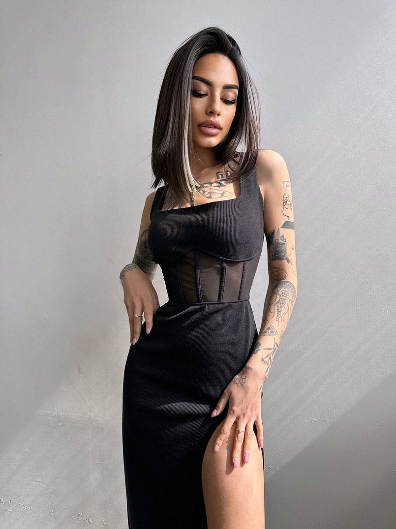 Сукня-міді  з елементами корсету   Сукня-міді  з елементами корсету   | PUSHKA SHOP