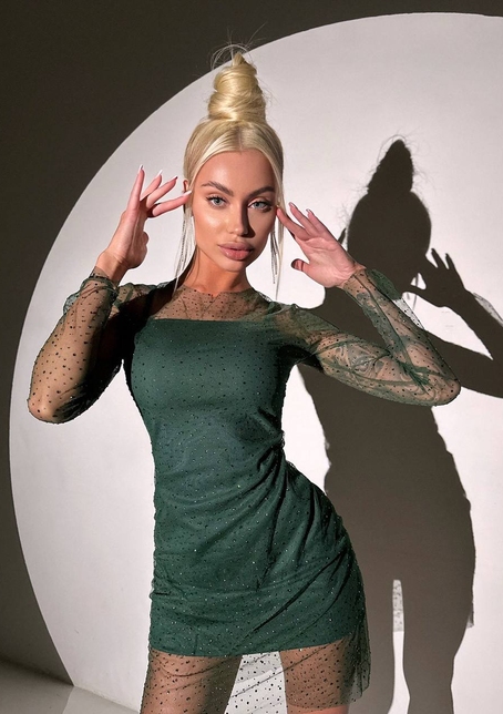 Сукня міні з сяючими стразами | PUSHKA SHOP