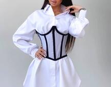 Комплект: платье-рубашка с прозрачным бельевым корсетом на шнуровке  Комплект: платье-рубашка с прозрачным бельевым корсетом на шнуровке  | PUSHKA SHOP