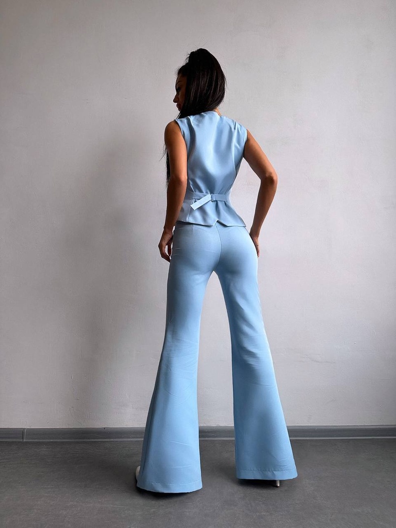 Костюм: піджак на підкладці, штани кльош+ жилет  Костюм: піджак на підкладці, штани кльош+ жилет  | PUSHKA SHOP