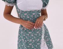 Сукня з квітковим принтом декорована мереживом  Сукня з квітковим принтом декорована мереживом  | PUSHKA SHOP