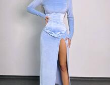 Оксамитова сукня міді з розрізом + атласний корсет Оксамитова сукня міді з розрізом + атласний корсет | PUSHKA SHOP