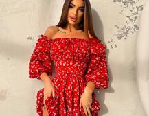 Сукня з воланами та шнурівкою  по спинці | PUSHKA SHOP