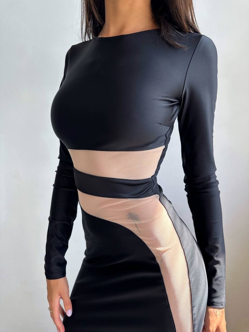 Сукня міді  із вставками сітки  Сукня міді  із вставками сітки  | PUSHKA SHOP