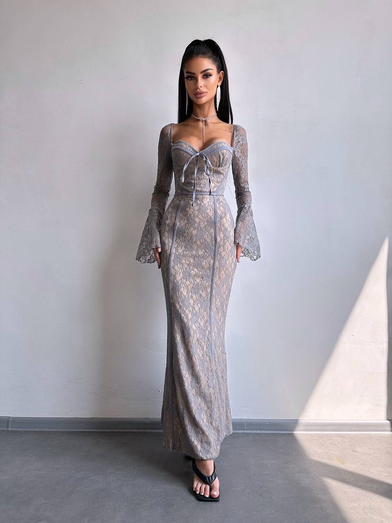 Мереживна сукня максі з чашечками    | PUSHKA SHOP