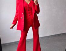 Костюм: піджак на підкладці, штани кльош+ жилет  Костюм: піджак на підкладці, штани кльош+ жилет  | PUSHKA SHOP